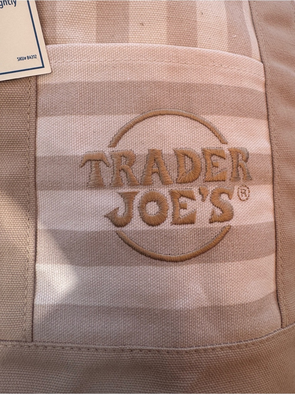 Trader Joe's Beige & Cream Striped Canvas mini Tote bag - Picture 5 of 5